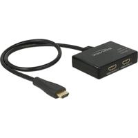 DeLOCK 1x hdmi in > 2x hdmi out hdmi splitter (zwart, 60 centimeter, 4k)