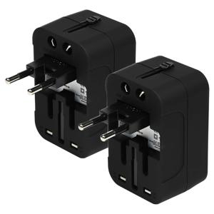 Reisstekker - 2x - Universeel - 2 USB poorten - Internationaal - wereldstekker / reisadapter