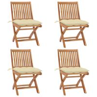 Tuinstoelen 4 st inklapbaar met kussens massief teakhout