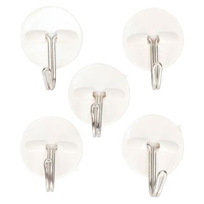 Concorde Badkamer en keuken ophanghaakjes - zelfklevend - 5x stuks - kunststof - wit