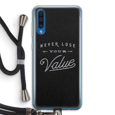 Never lose your value: Samsung Galaxy A50 Transparant Hoesje met koord