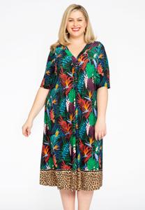 Yoek Geplooide jurk PARADISE LEO | Multi | Maat 46/48