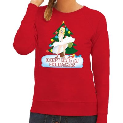 Foute kersttrui rood Dont Fart at Christmas voor dames Foute kersttrui rood Dont Fart at Christmas voor dames