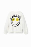 Sweatshirt met bloemen en Smiley® - WHITE - 7/8