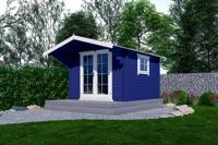 Interflex 3032 Blokhut 300x300 met luifel 120 cm 28 mm vuren gecoat- Zadeldak- Hout- Interflex