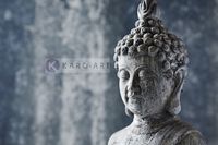 Karo-art Schilderij - Grijze Boeddha , Zwart wit , 3 maten , Premium print - thumbnail