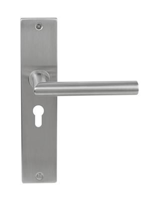 Deurklink Uno rvs basis op langschild PC55