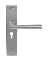 Deurklink Uno rvs basis op langschild PC55 Deurklink Uno rvs basis op langschild PC55