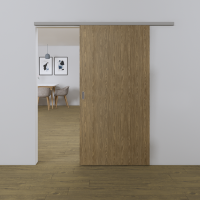 Xperta set 3m rail - alu - vloerplint - Enkele deur - Dubbel soft - opbouw