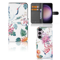 Samsung Galaxy S24 Plus Telefoonhoesje met Pasjes Bird Flowers - thumbnail