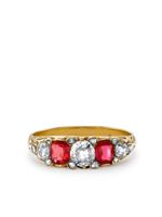 Pragnell Vintage bague en or 18ct sertie de diamants et rubis (1837-1890)