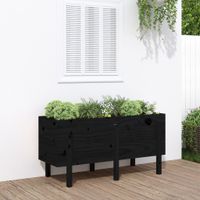 Plantenbak verhoogd 121x50x57 cm massief grenenhout zwart