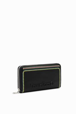 Grote portemonnee met borduursels - BLACK - U