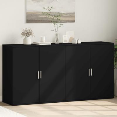 Dressoirs 2 st 79x38x80 cm bewerkt hout zwart