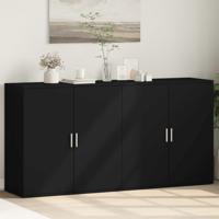 Dressoirs 2 st 79x38x80 cm bewerkt hout zwart