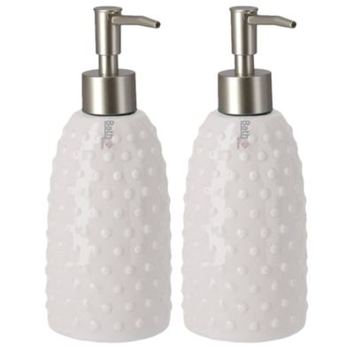 Set van 2x stuks zeeppompjes/zeepdispensers wit keramiek 20 cm