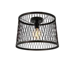 QAZQA Landelijke plafondlamp zwart rotan 40 cm IP44 - Calamus