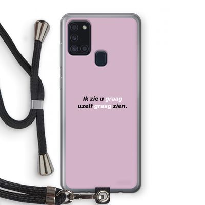 uzelf graag zien: Samsung Galaxy A21s Transparant Hoesje met koord