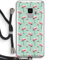Flamingoprint groen: Samsung Galaxy S9 Transparant Hoesje met koord