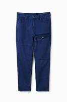 Broek van keperstof met zak - BLUE - 38