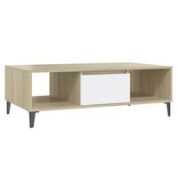 vidaXL Salontafel 103,5x60x35 cm bewerkt hout wit en sonoma eikenkleur - thumbnail