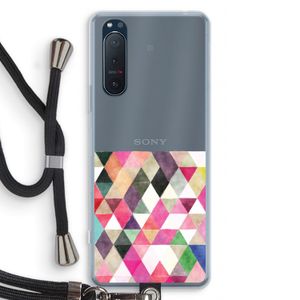 Gekleurde driehoekjes: Sony Xperia 5 II Transparant Hoesje met koord