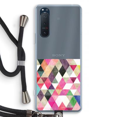 Gekleurde driehoekjes: Sony Xperia 5 II Transparant Hoesje met koord