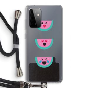 Smiley watermeloen: Samsung Galaxy A72 5G Transparant Hoesje met koord