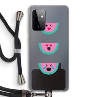 Smiley watermeloen: Samsung Galaxy A72 5G Transparant Hoesje met koord