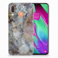 Samsung Galaxy A40 TPU Siliconen Hoesje Marmer Grijs