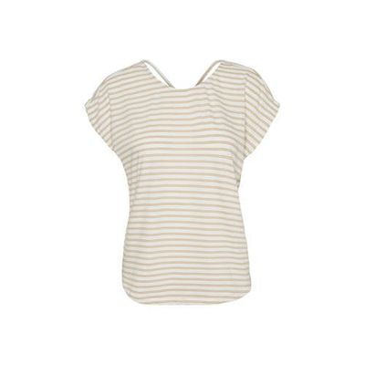 VERO MODA gestreepte top VMALONA van gerecycled polyester beige VERO MODA gestreepte top VMALONA van gerecycled polyester beige
