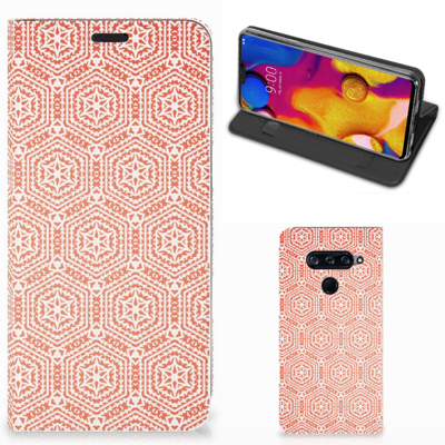 LG V40 Thinq | Hoesje met Magneet | Pattern Orange