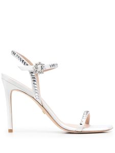 Stuart Weitzman sandales 110 mm ornées de cristaux à talon aiguille - Blanc