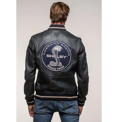 Carroll Shelby 'Dallas' Sheepskin Leather Jacket Navy-2XL