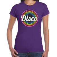 Disco verkleed t-shirt voor dames - disco - paars - jaren 80/80's - carnaval/foute party - thumbnail