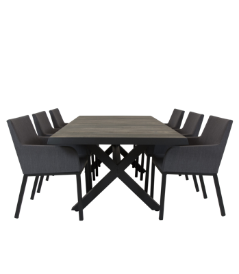 Qopps Admiral tafel 224 x 104 Antraciet met Tuinstoel Decan