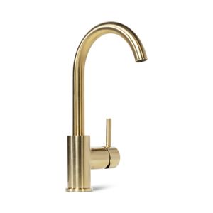 Wastafelkraan Blue Label Brondby | Opbouw | Draaibare uitloop | Mengkraan | Hoog model | 1-hendel | Rond | Goud geborsteld