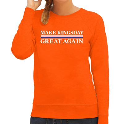 Koningsdag verkleed sweater - make Kingsday great again - oranje - dames