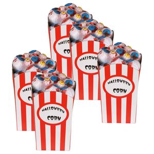 Halloween/Horror deco artikel - 5x - popcorn bakje met oogballen - 8 x 16 cm