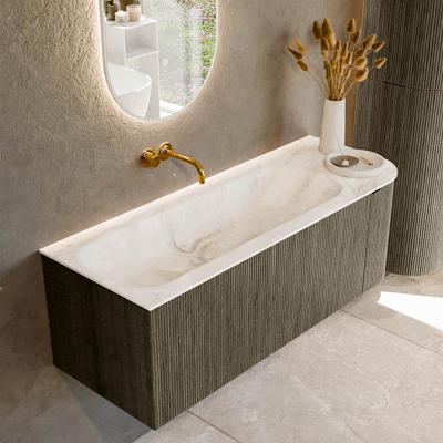 Badmeubel Mondiaz Kurve-Dlux | 125 cm cm | Meubelkleur Shadow | Wastafelkleur Frappe | Solid surface | Wasbak links zijde spoelbak | Zonder kraangat(en)