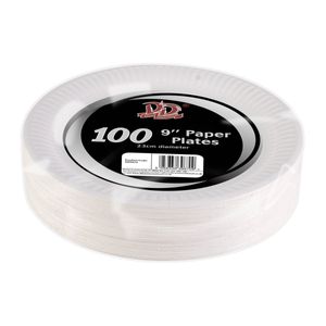 100x Witte bordjes van karton rond 18 cm