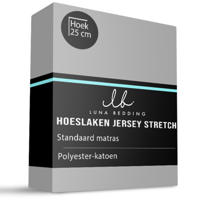 Hoeslaken - Jersey Stretch - Grijs - 190x200cm - Grijs - Luna Bedding - Dekbed-Discounter.nl Hoeslaken - Jersey Stretch - Grijs - 190x200cm - Grijs - Luna Bedding - Dekbed-Discounter.nl