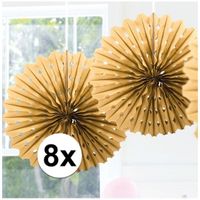 8x Decoratie waaier goud 45 cm