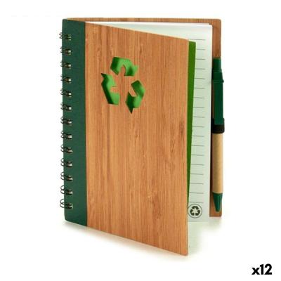 Spiraalnotitieblok met Pen Pincello 1 x 18 x 14 cm Bamboe (12 Stuks)