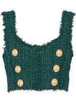 Balmain haut crop en tweed - Vert - thumbnail