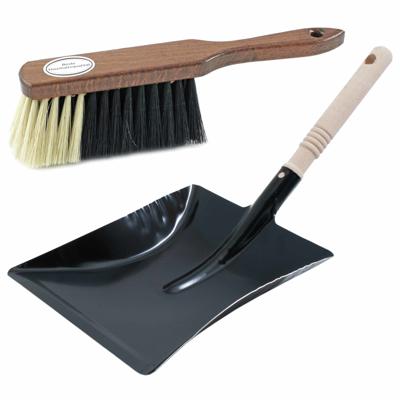 Sorex Luxe stoffer en blik set - bruin/zwart - metaal/hout - voor binnen - Zachte stoffers