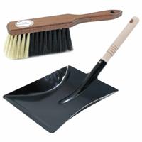 Sorex Luxe stoffer en blik set - bruin/zwart - metaal/hout - voor binnen - Zachte stoffers