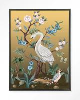 Urban Cotton Wandkleed 'Birds' 110 x 145cm in Floating Frame - black