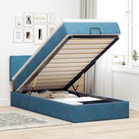 Ottoman bed met matras 90x190cm fluweel donkerblauw