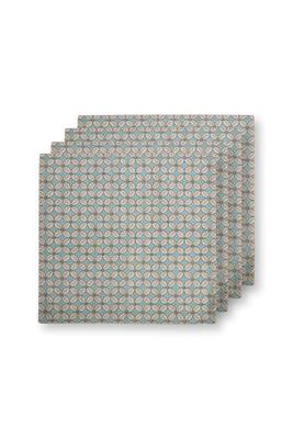 Pip Studio Set/4 Servetten Blooming Tales Bustani Khaki/Blauw